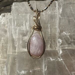 14k Gold Filled Kunzite Healing Stone Necklace Pendant